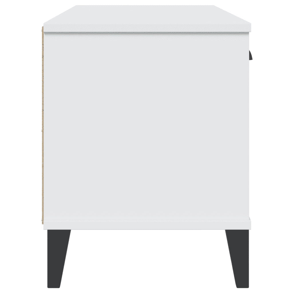 Panca Portascarpe VIKEN Bianca 106x35x45 cm Legno Massello Pino