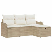 Set Divano da Giardino con cuscino 4 pz | Set Salotto da Giardino Poly Rattan