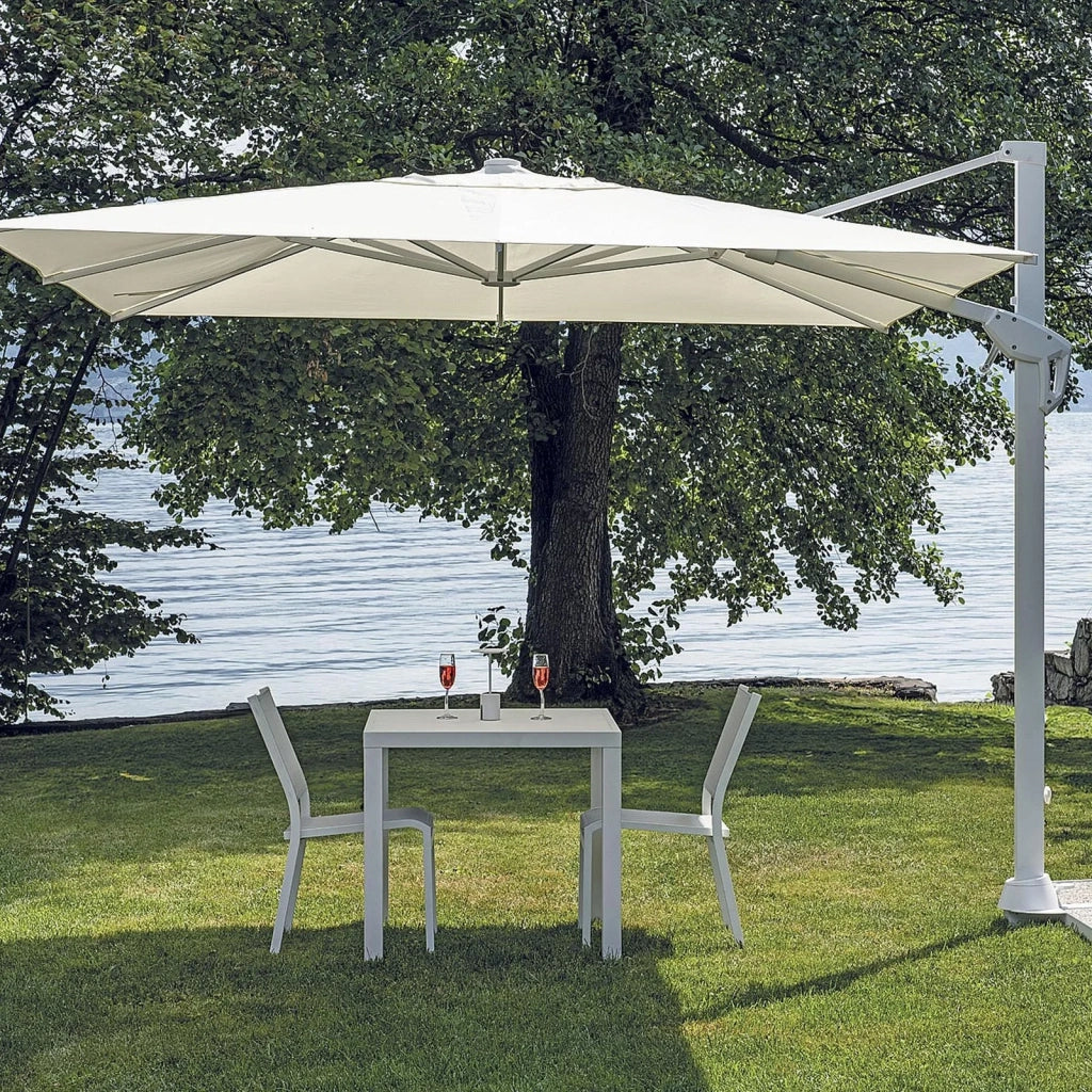 OMBRELLONE CONTRACT MEZZA RETTANGOLARE 3x4 M BIANCO CON BASE DECENTRATA