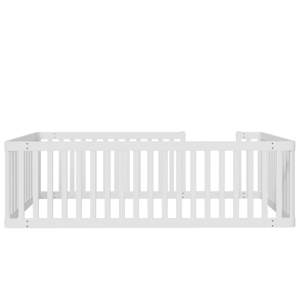 Letto per bambini 90x200 cm con recinto semichiuso in legno di pino bianco