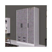 Armadio tre ante e due cassetti 135x52x210h colore cemento ARM3135