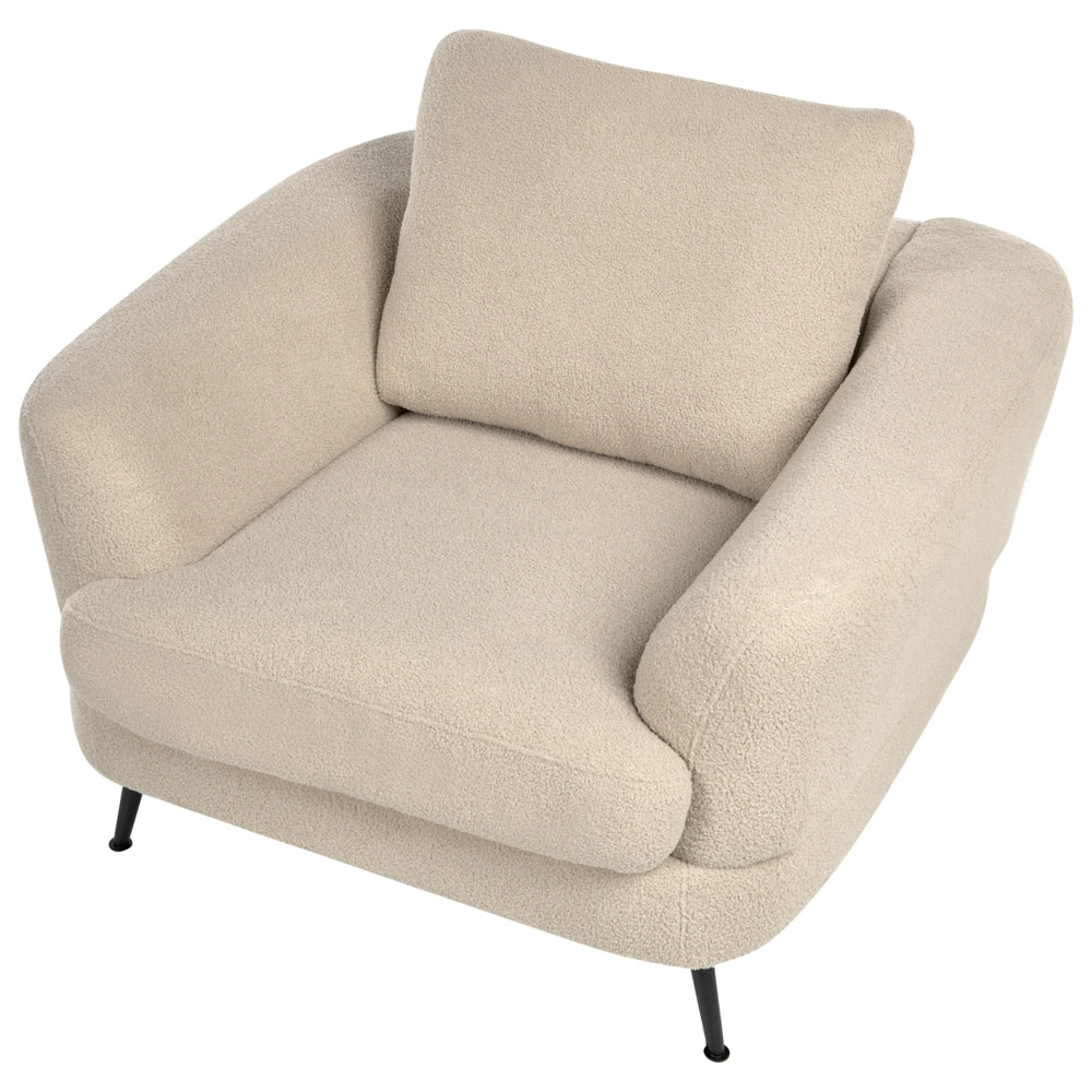 Set di divani a 3 posti Rivestimento in bouclé beige chiaro Gambe in ferro con braccioli Soggiorno in stile moderno