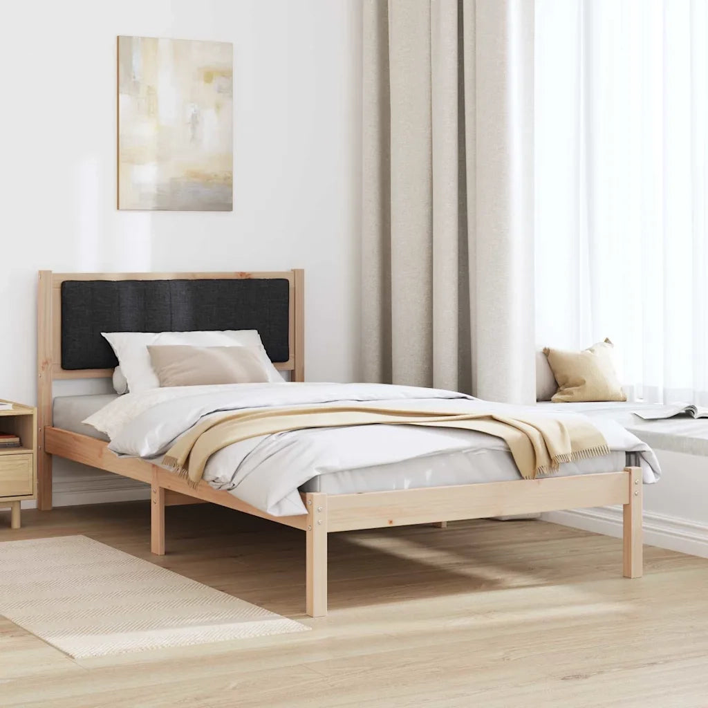Letto con Testiera Rivestita Nero 100 x 200 cm Pino massello 878281