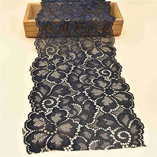 Tessuto Decorativo 18 cm Largo - Stampa di Fiori - Lint Elastico - Per Ricamo DIY - Materiale Polyester