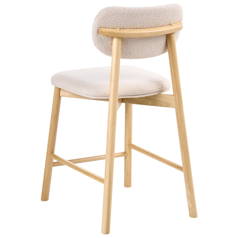 Set di 2 sedie da pranzo in boucle Struttura in legno marrone chiaro e beige schienale imbottiti Sala da pranzo Cucina
