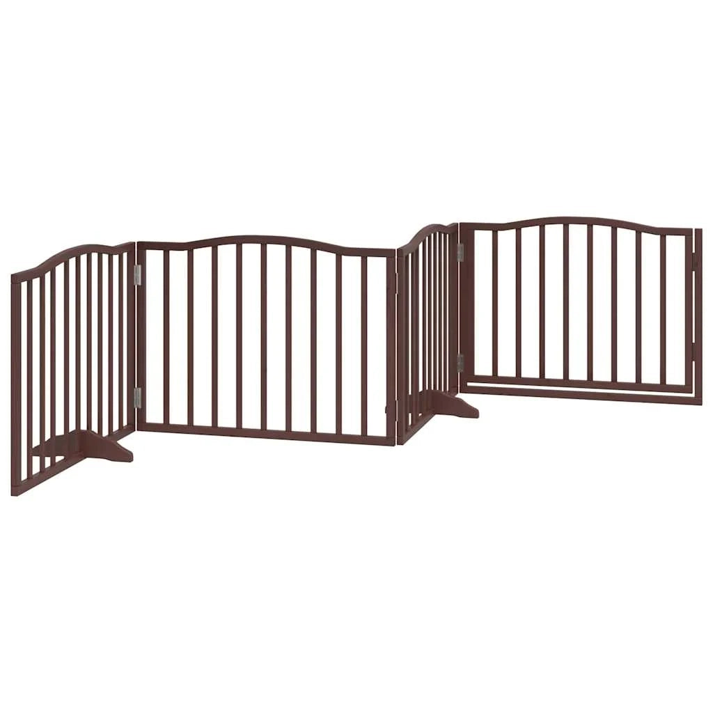 Cancelletto di sicurezza per cani con porta in legno di pioppo marrone a 4 pannelli 02_0023304