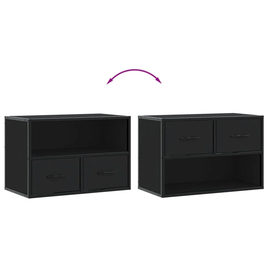 Mobile TV multimediale mensola TV credenza mobile TV sala da pranzo soggiorno camera da letto 60 x 31 x 39,5 cm legno ingegnerizzato e metallo nero 02_0026132