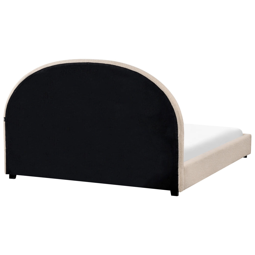 Letto matrimoniale in tessuto beige 160 x 200 stile retrò minimalista