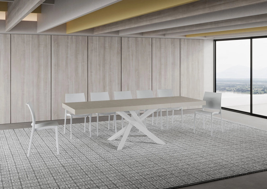 Tavolo Allungabile 160-264x90x77 cm Volantis Premium Cashmere Telaio Bianco