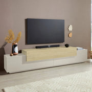 Curino, Mobile Porta tv 3 Ripiani Made in Italy, 240x45x51.5h cm Beige