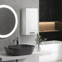 kleankin Mobiletto Bagno in MDF a Muro con 3 Ripiani e Ripiano Superiore Regolabile, 37x22.5x70 cm, Bianco