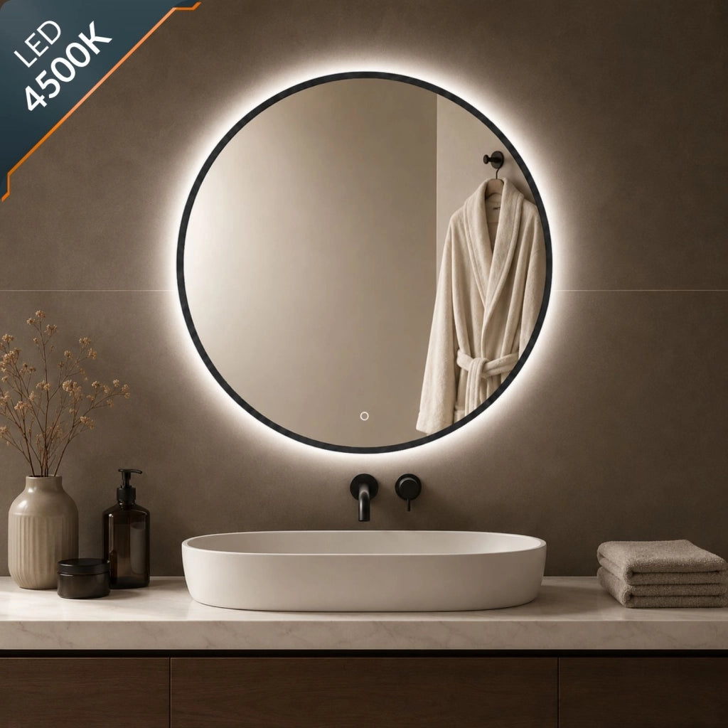 Specchio tondo retroilluminato led con interruttore touch *** misura Ø60, tonalità dimmerabile 2700-4500-6500k, con...