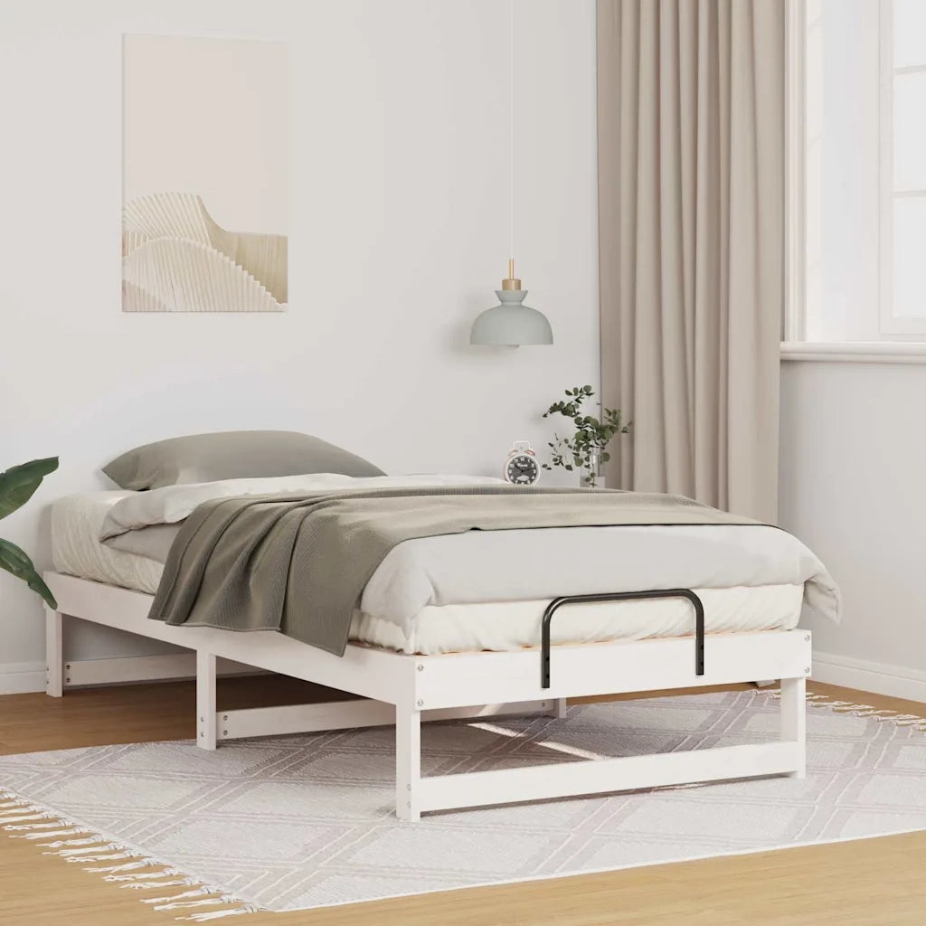 Struttura del letto Bianco 90 x 190 cm Pino massello 873152