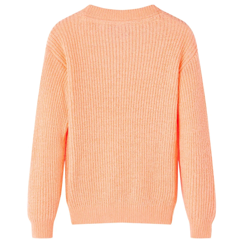 Maglione da Bambina Lavorato a Mano Arancione Brillante 128 14573