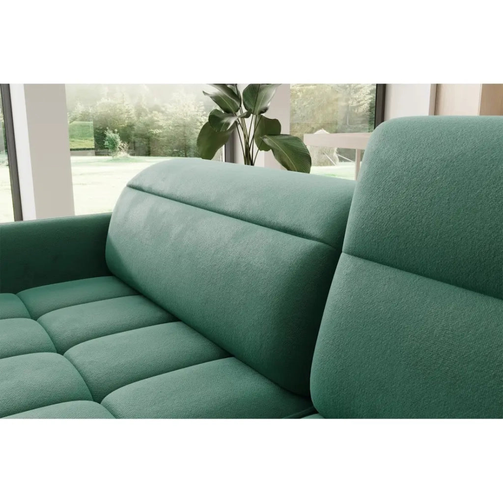 Divano angolare destro convertibile BARNEA 208 cm verde scuro con contenitore