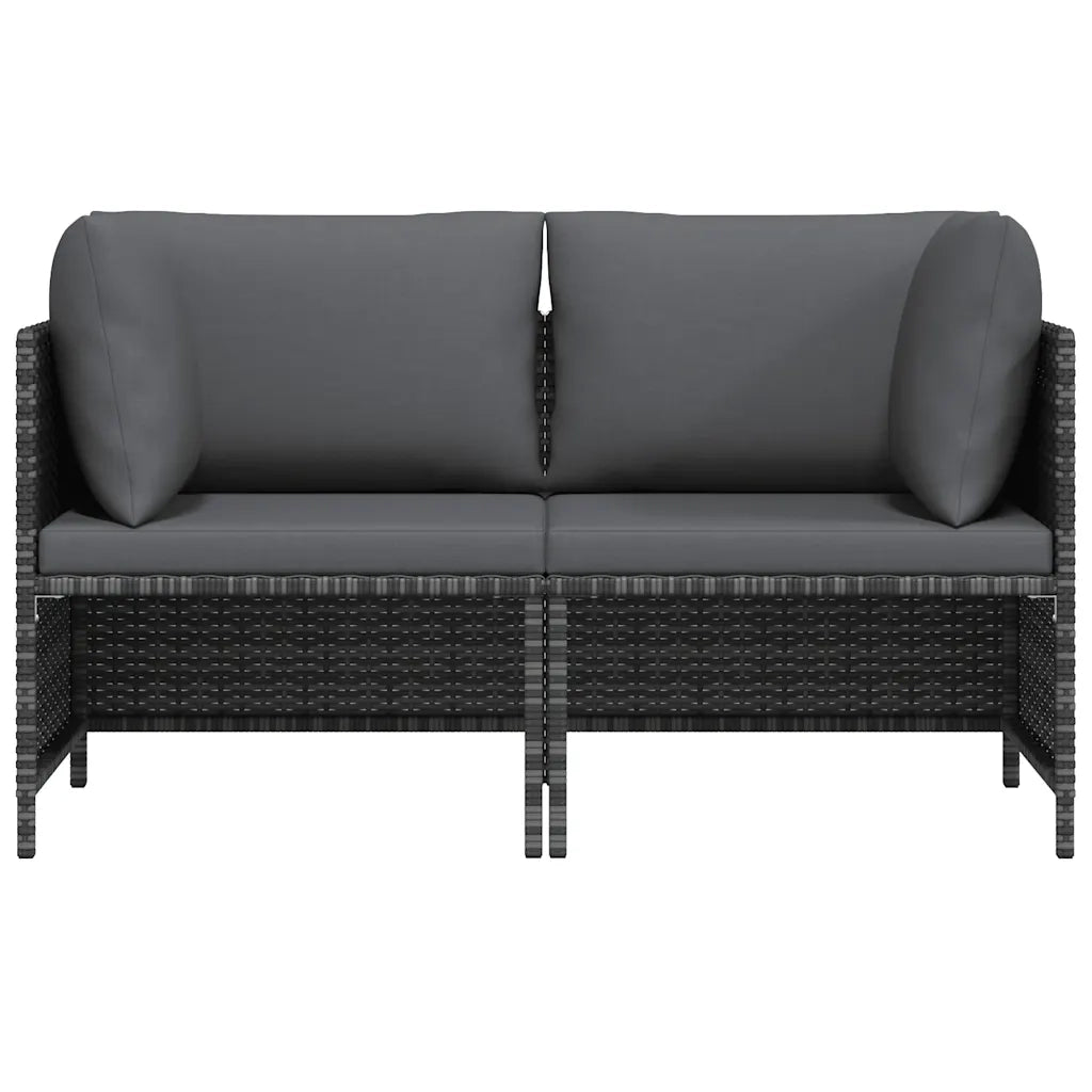 Divano da Giardino a 2 Posti con Cuscini Grigio in Polyrattan cod mxl 70672