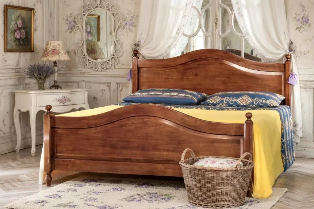 Letto matrimoniale classico in legno tinta noce 175 h 112 p 212 (6126) - Mobili 2G