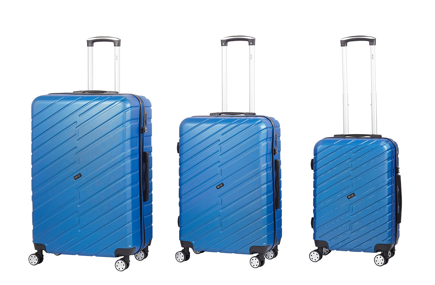 Set 3 Valigie Trolley Rigido 4 Ruote TSA in ABS Ravizzoni Cuba Blu