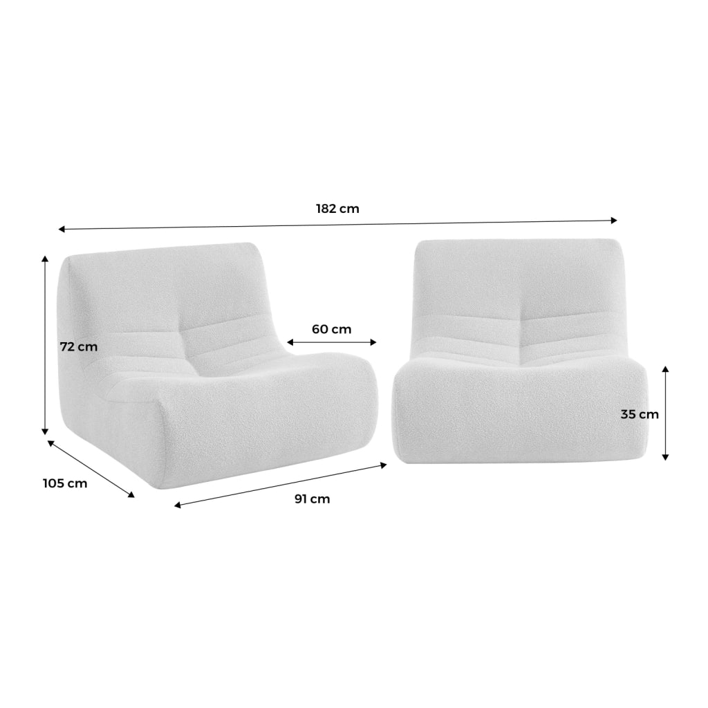 Divano modulare boucle, 2 posti, beige