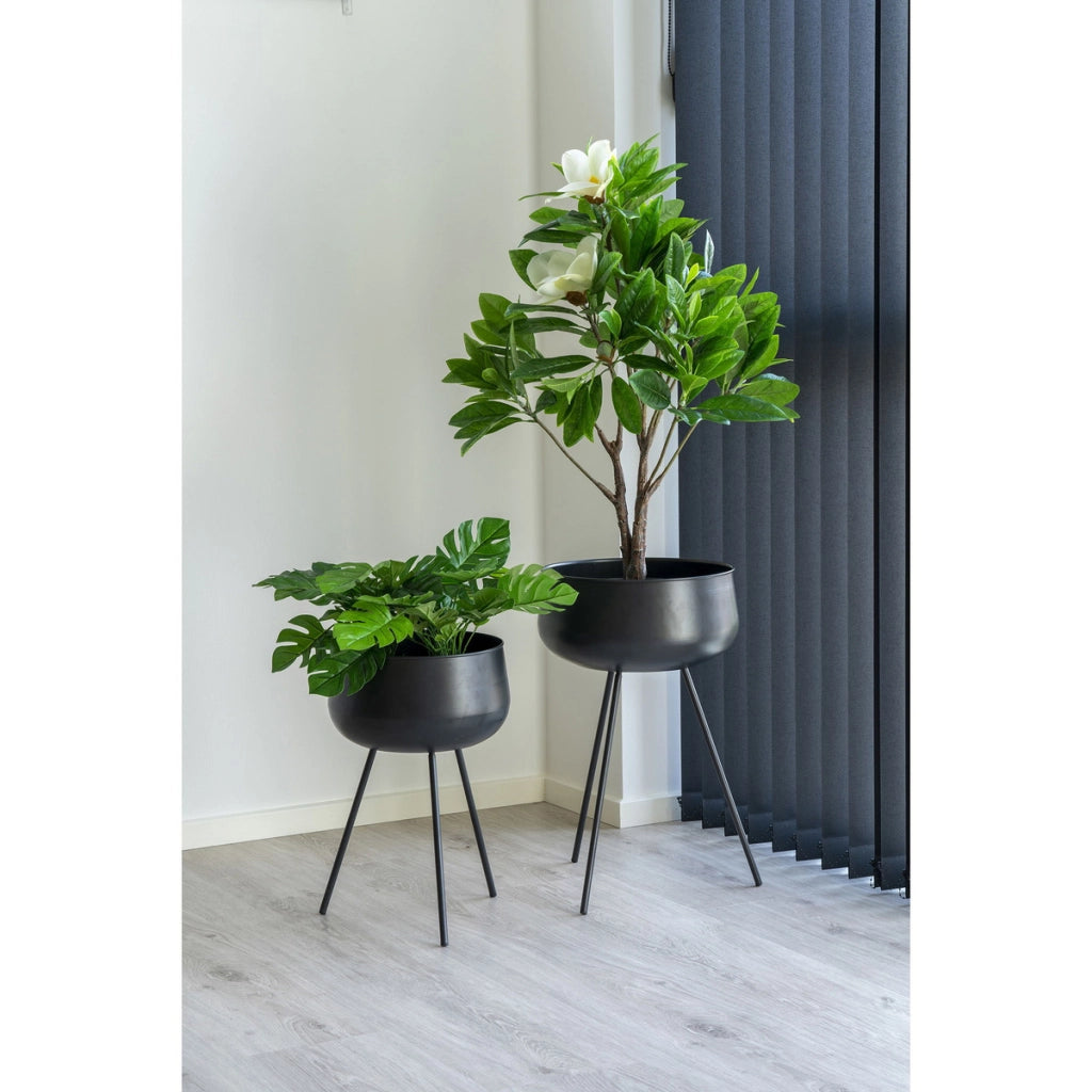 Set di 2 Vasi per Piante Ardola, Nero, Metallo, 28x28x46 cm