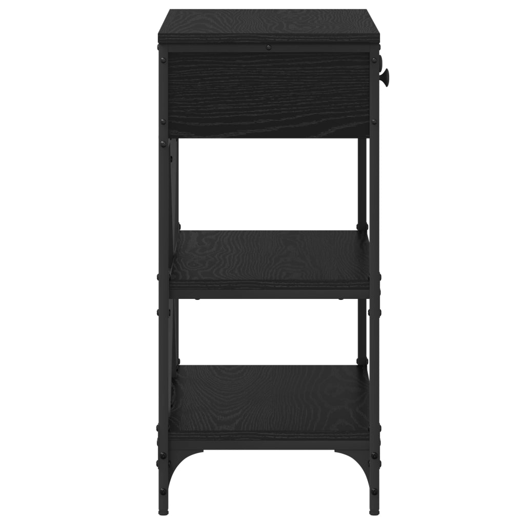 Tavolo Console Rovere Nero 75x34.5x75 cm Legno Compatto