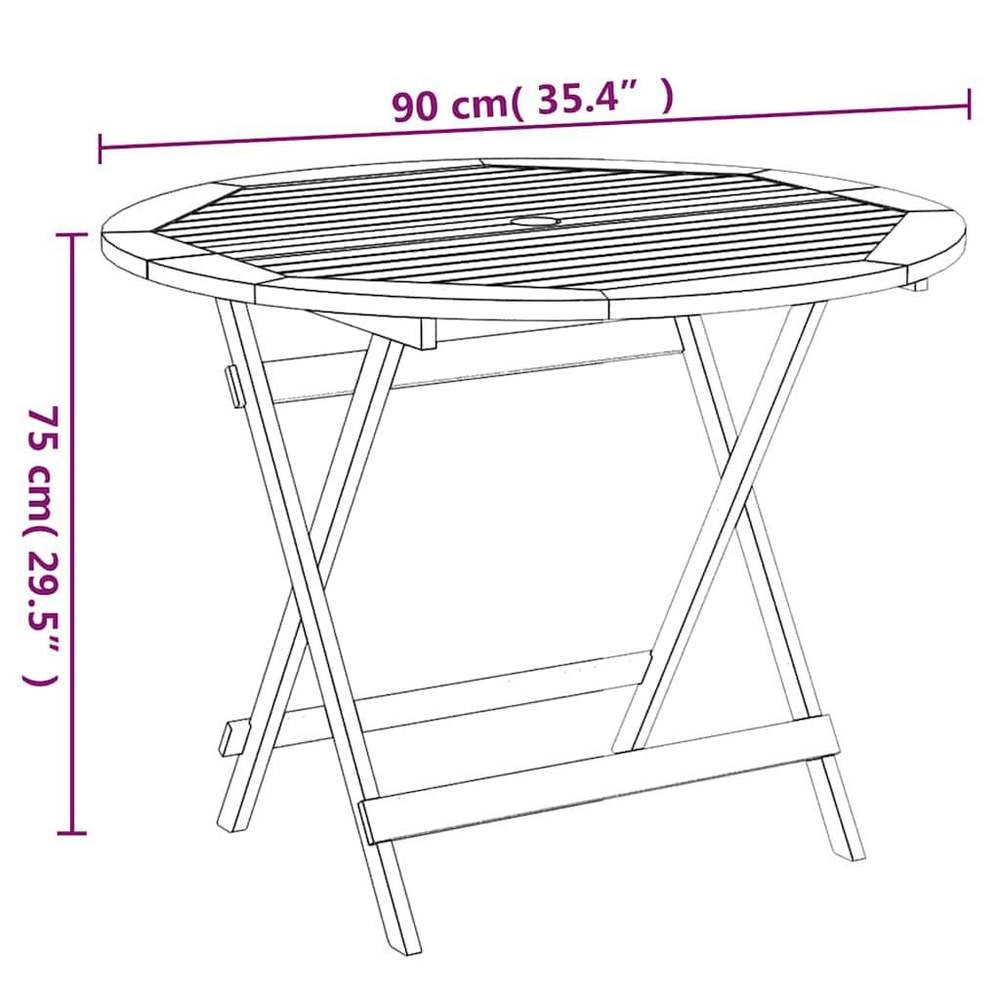 Folding Garden Table 90x75 Cm Solid Acacia Wood