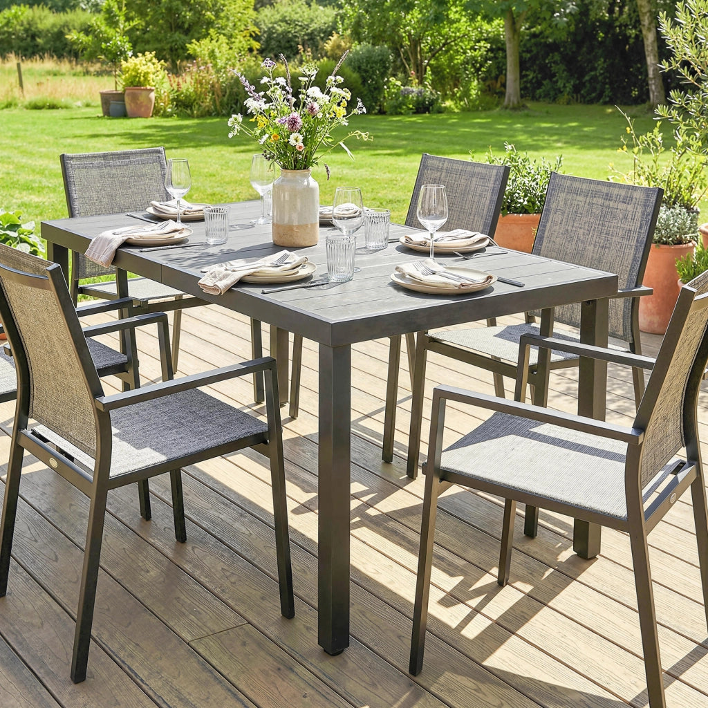 Tavolo da pranzo allungabile per esterni in polyrattan ¨C zephmum ¨C grigio 140x90x74 cm