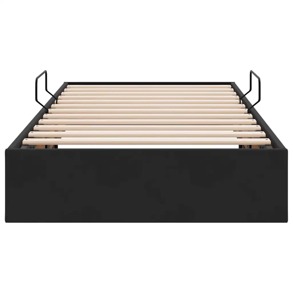 Letto con Contenitore con testiera Nero 90 x 190 cm Velluto