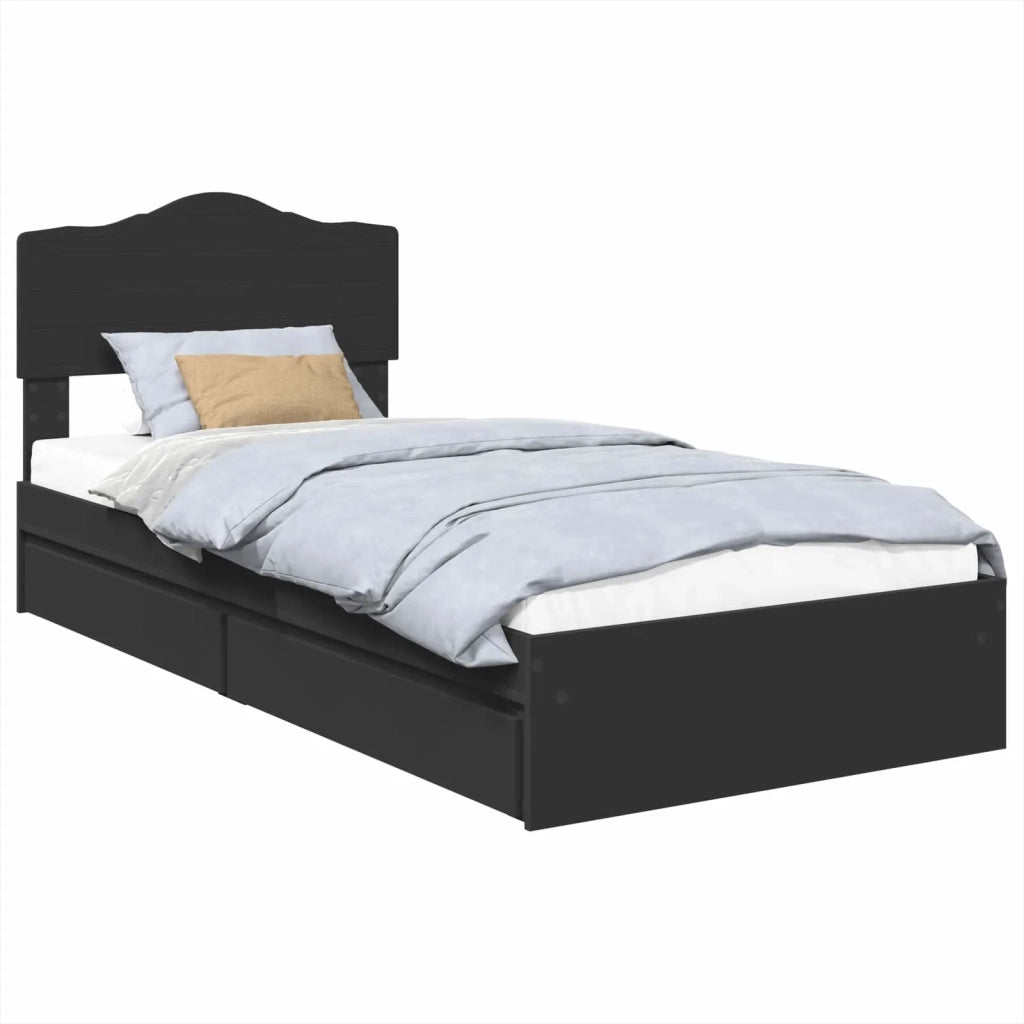 Letto con Contenitore Nero 90 x 190 cm Legno multistrato