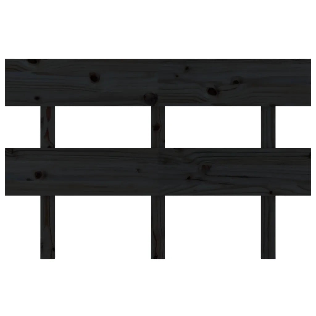 Testiera per Letto Nera 124x3x81 cm in Legno Massello di Pino 819064