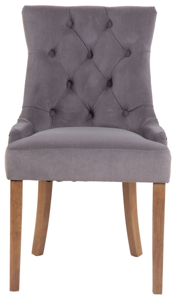 Set 4 poltrone pranzo Aberdeen in velluto grigio,antico chiaro