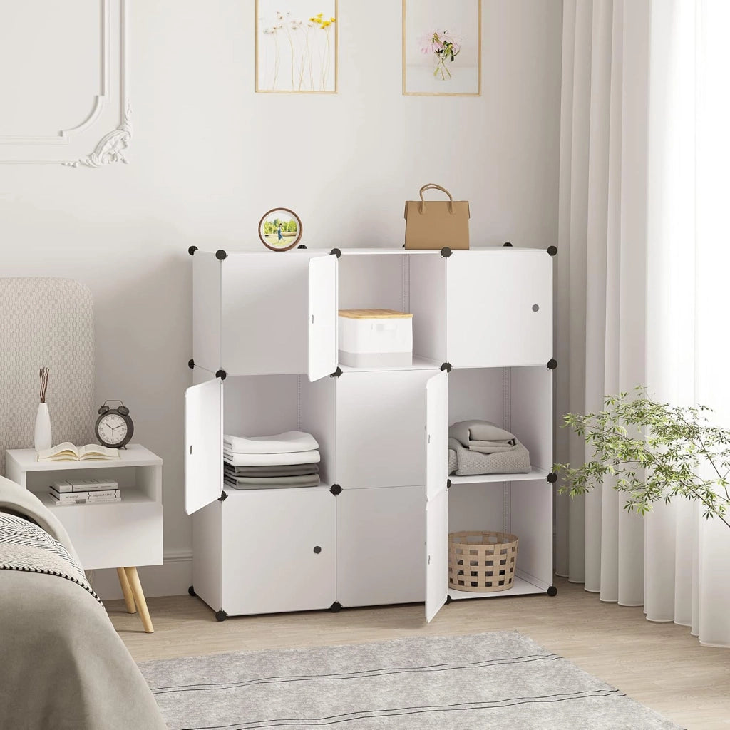 DIY Armadio a Cubo Armadietto Guardaroba Pieghevoli Combinato Modulare Scarpiera Bianco per Stanzino e Ripostiglio