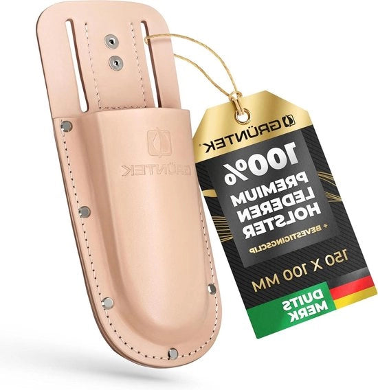 Holster per sega da giardino in borchiglia rossa e naturale marrone - Premium