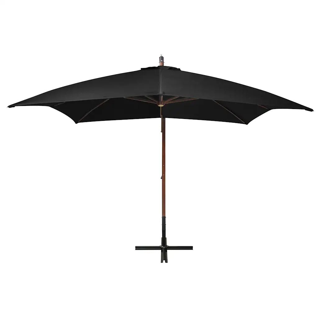 Ombrello | Parasolne a Sbalzo Nero 3x3 m Palo in Abete Massello