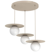 Lampada sospesa Flat 3xE27 beige sfere bianche Luminex
