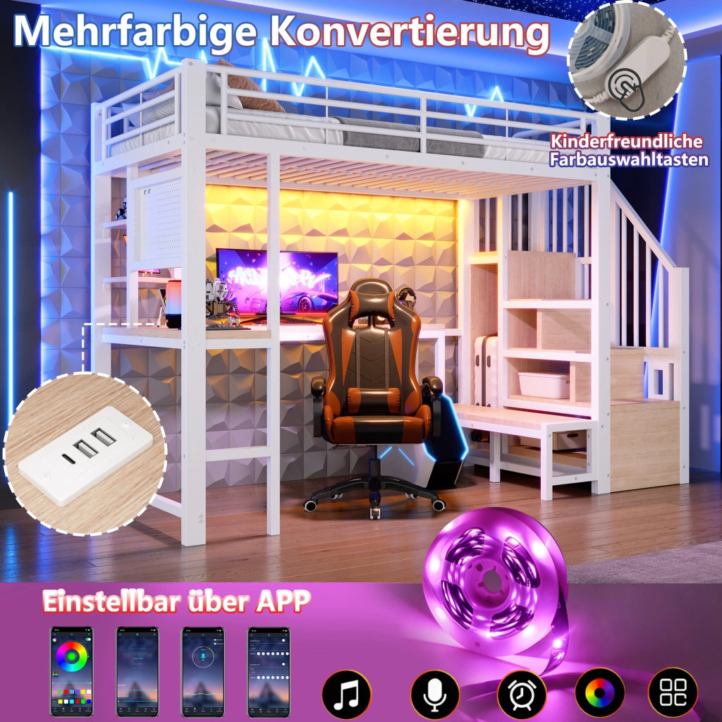letto a castello mdf e metallo bianco 90 x 200 cm