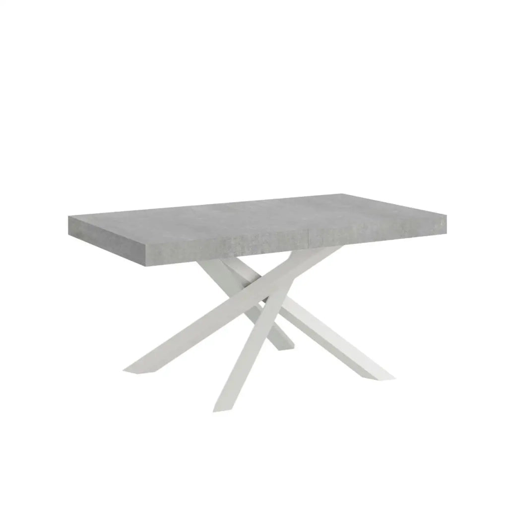 Tavolo allungabile 180/284x90 cm Volantis colore cemento gambe bianche