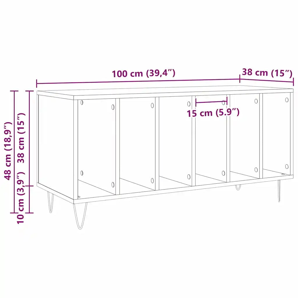 Mobile porta vinili Legno vecchio 100 x 38 x 48 cm CFW1626789