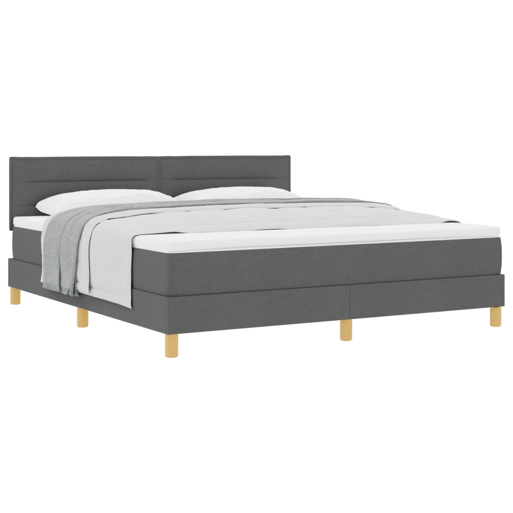 Letto con box spring e materasso grigio scuro 180x200 cm in tessuto