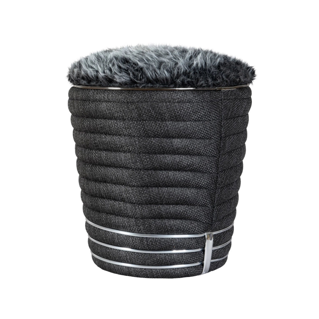 Pouf Doric 320 in Antracite e Legno di Pioppo