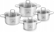 Set di padelle in acciaio inossidabile - Padelle a induzione - 4 pezzi - Argento - 24 cm