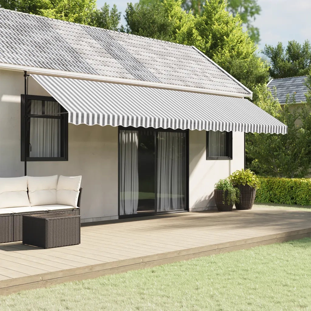 Tessuto Ricambio Mantovana Tenda Strisce Antracite e Bianche 6m 367791