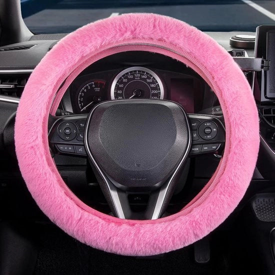 Set di guanti da volante con cuffia di guanto e copriconsole, morbidi e caldi, antiscivolo, 14 1/2-15 pollici, per donne e ragazze, set da 3, rosa