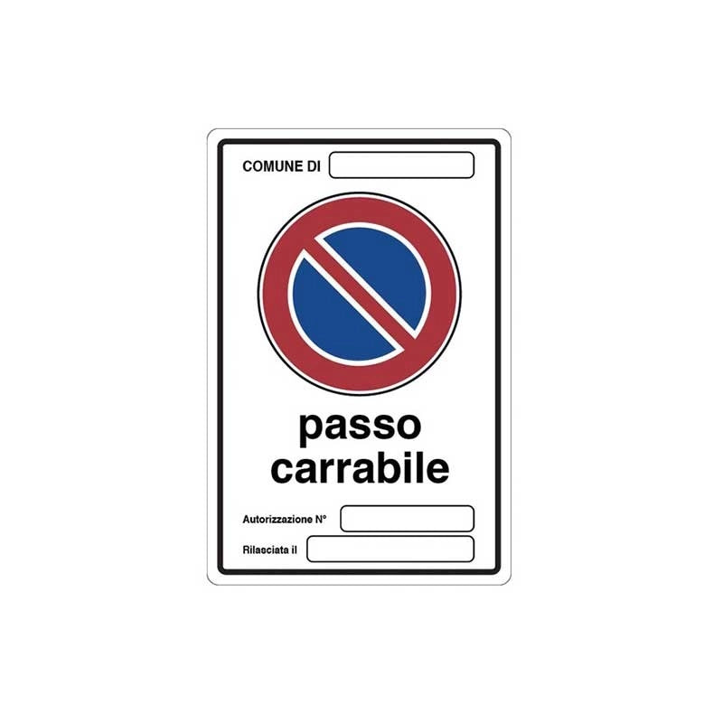 Cartello passo carrabile cm 20X30