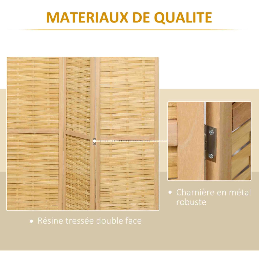 Paravento 3 pannelli in bamb¨´ ¨C zephmum ¨C 120x170 cm naturale chiaro