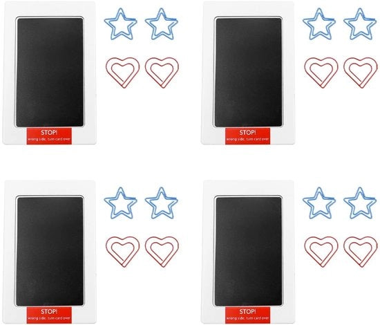 Set di stampa a inchiostro 4 unità - Set di cuscinetti senza inchiostro - Impressione a mano e a piedi - 8 carte da stampa - 4 clip in plastica - 9,5x6 cm - Set di stampa