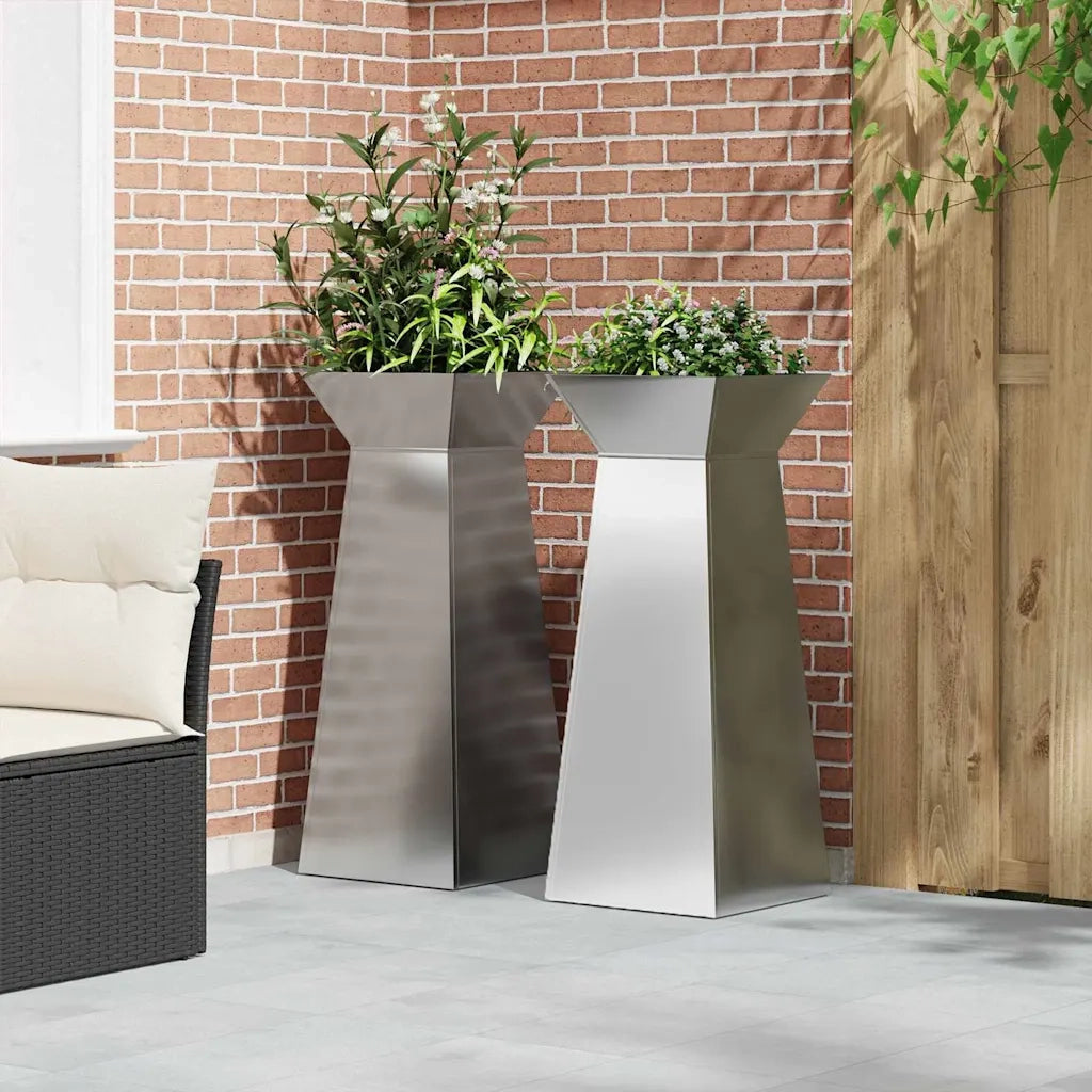 Vaso a Pilastro 2 pcs Argento 40 x 40 x 100 cm 873863