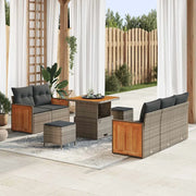 Set Divano da Giardino con cuscino 10 pcs Grigio polyrattan 3365198