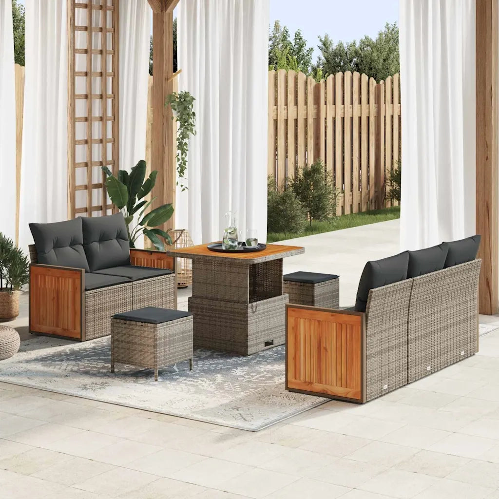 Set Divano da Giardino con cuscino 10 pcs Grigio polyrattan 3365198