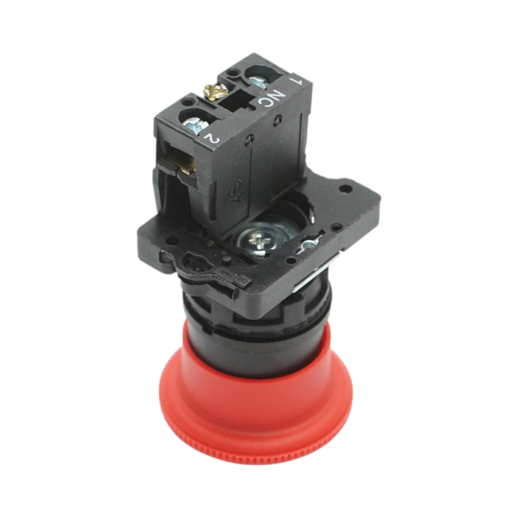 Pulsante di arresto di emergenza rosso con sgancio a rotazione 40 mm, 1 NC, 400 V/10 A LAY5 Breckner Germany